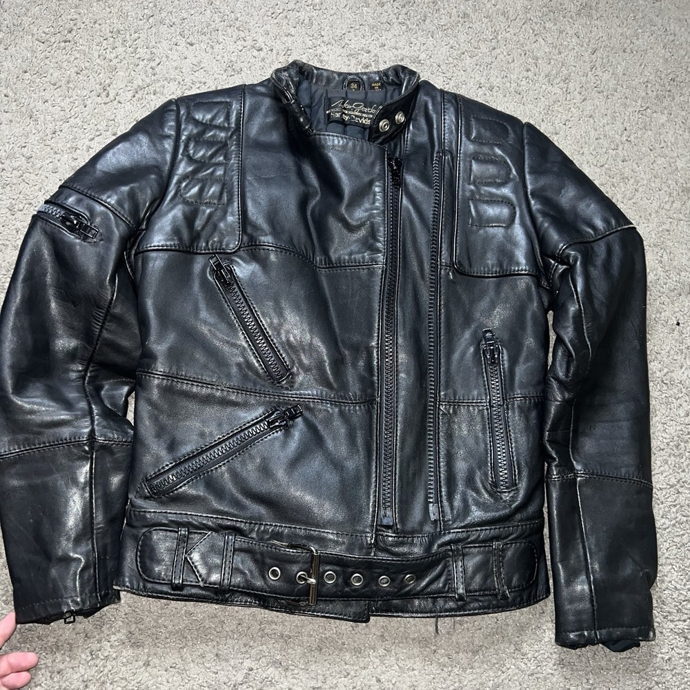 VTG 80's Hein Gericke x Harley Davidson Leather Motorcycle Jacket Double Zipper‎